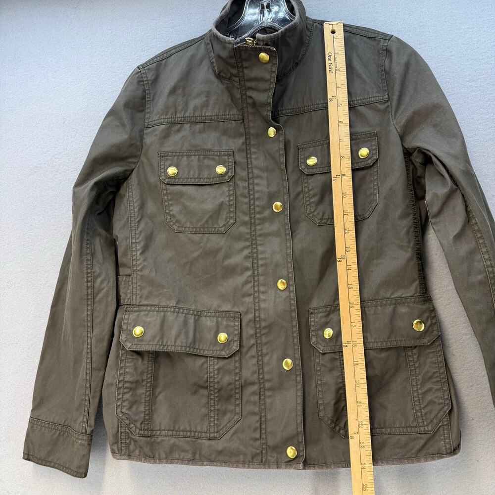 J. Crew Downtown Field Jacket Women's S Olive Green Structured Waxed Cotton VTG - Picture 9 of 9